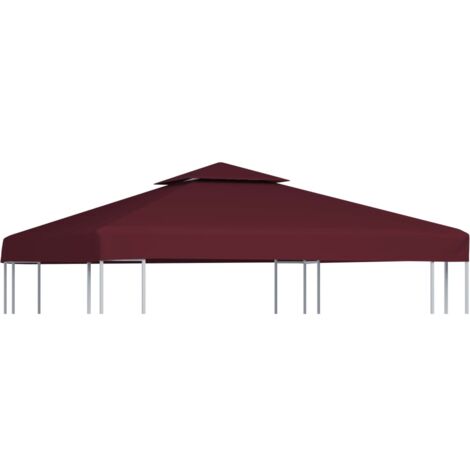 Toile supérieure double de belvédère 310 g/m² 3x3 m Bordeaux vidaXL