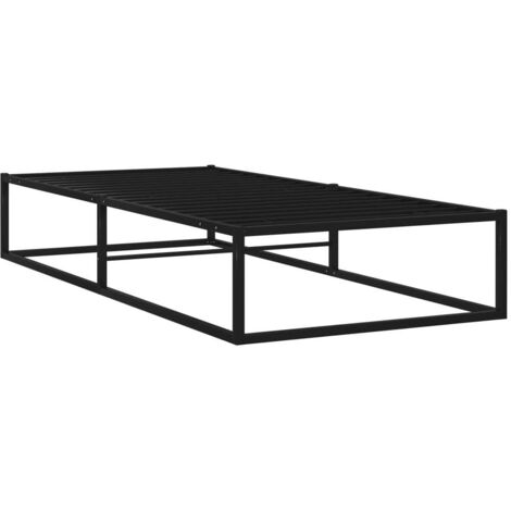 Vidaxl – Cadre de lit noir métal 100x200 cm – Structure robuste avec sommier à lattes – Hauteur 32,5 cm pour confort optimal (1/7)