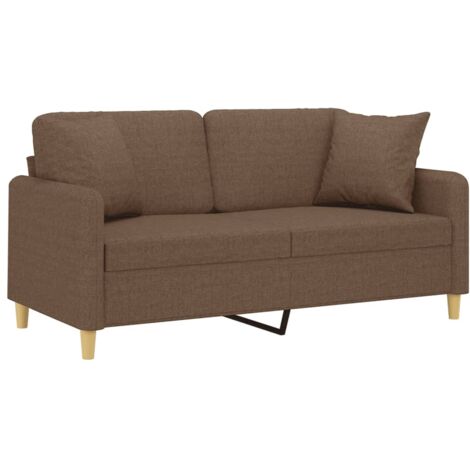 Canapé 2 places avec oreillers décoratifs marron 140 cm tissu vidaXL (1/5)