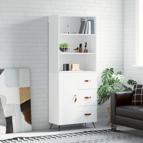 vidaXL Buffet haut Blanc 69,5x34x180 cm Bois d'ingénierie (1/5)