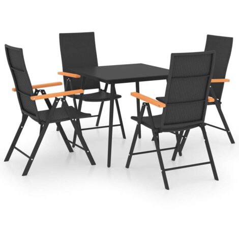 vidaXL Ensemble à manger de jardin 5 pcs noir et marron (1/5)