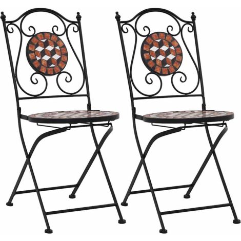 Chaises de bistrot mosaïque 2 pcs Marron Céramique vidaXL