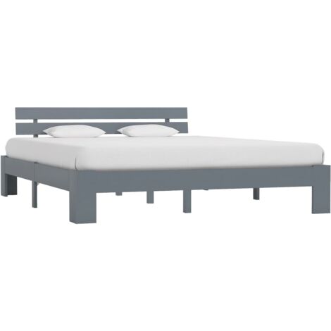 Vidaxl – Cadre de lit 180x200 cm en bois massif de pin gris – Lattes en contreplaqué – Facile à assembler – Design moderne et robuste
