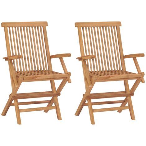 Vidaxl – Lot de 2 chaises de jardin pliables en teck massif – Dimensions 56 x 62 x 90 cm – Résistantes aux intempéries – Confort optimal (1/5)