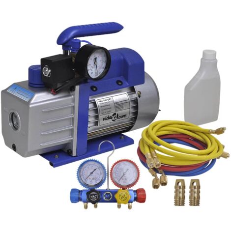 Vidaxl – Pompe à vide 220V 250W – Débit max 71 L/min – Manomètres à 4 voies pour réfrigération – Boîtier en aluminium