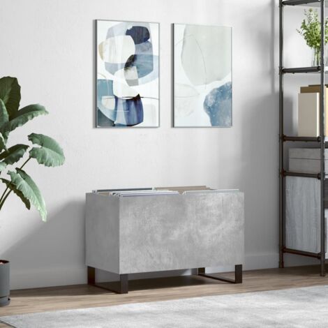 Armoire à disques gris béton 74,5x38x48 cm bois d'ingénierie vidaXL (1/5)