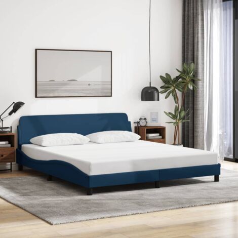 Cadre de lit avec tête de lit Dover bleu 180x200cm tissu vidaXL (1/5)