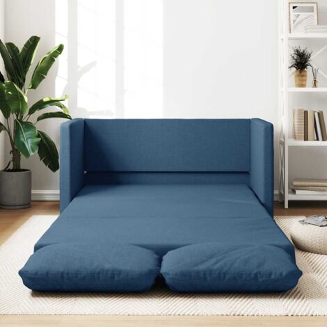 Vidaxl – Canapé-lit 2 en 1 convertible 2 places – Tissu bleu – Dimensions 112x174x55 cm – Confort optimal avec coussins épais