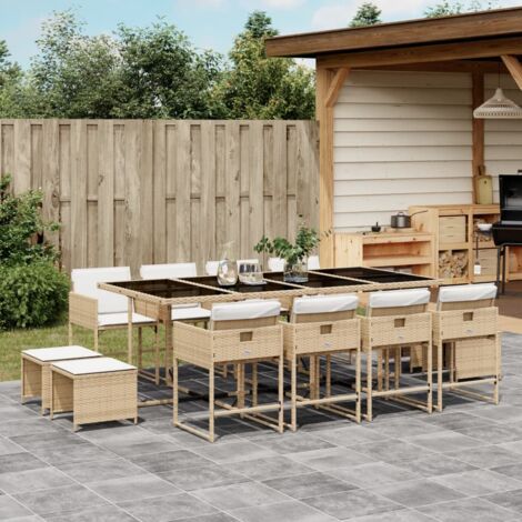 vidaXL Ensemble à manger de jardin et coussins 13 pcs beige (1/5)