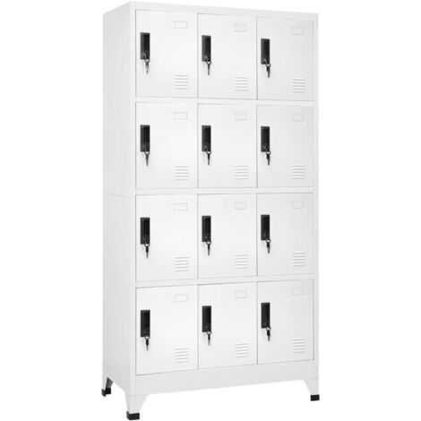 Vidaxl – Armoire d'atelier blanche 90x45x180 cm – Acier avec 12 portes verrouillables – Orifices d'aération et porte-étiquettes inclus - vidaXL409887