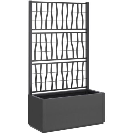 Vidaxl – Jardinière avec treillis gris foncé 80x36x140 cm – Polypropylène durable – Capacité 80L pour plantes grimpantes – Assemblage requis