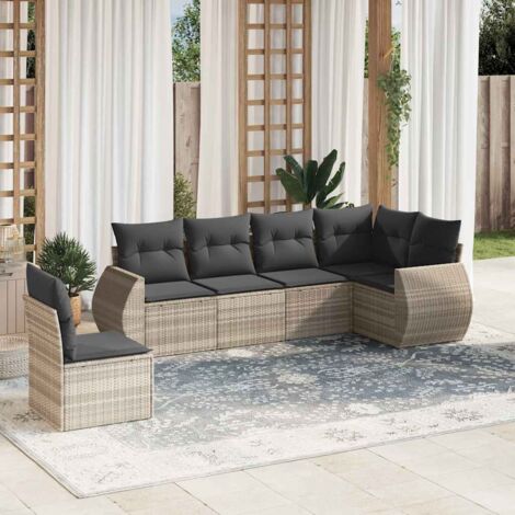 vidaXL Salon de jardin 6 pcs avec coussins gris clair résine tressée (1/5)