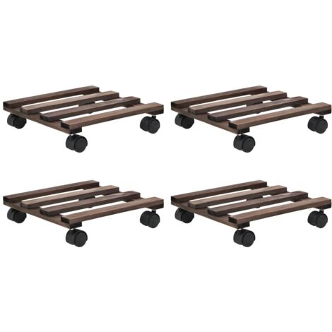 Vidaxl – Support roulant à plantes en bois de cèdre 4 pcs 25 x 25 cm – Roulettes pivotantes 360° – Capacité 3 kg – Pour usage prolongé