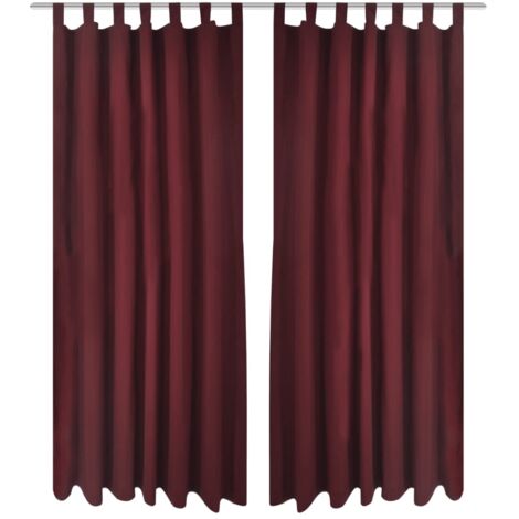 2 pcs Rideau à Passant Micro Satin Bordeaux 140 x 175 cm vidaXL (1/4)