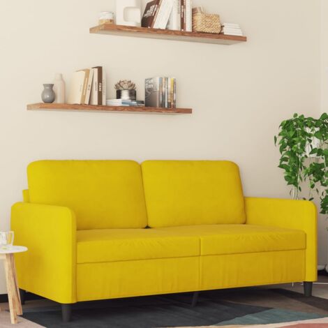 vidaXL Canapé à 2 places Jaune 140 cm Velours (1/5)