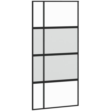 Vidaxl – Porte coulissante en verre trempé 102,5x205 cm – Aluminium noir – Coulissement silencieux – Design moderne et minimaliste
