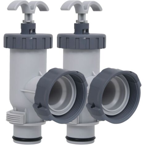 Vidaxl – Vannes à piston pour piscine – Lot de 2 – Matériau polypropylène – Raccords filetés 59mm – Tuyaux 38mm compatibles Bestway et Intex