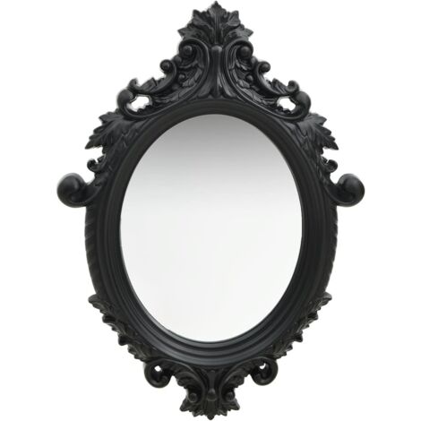 Vidaxl – Miroir mural ovale 56x76 cm noir – Cadre en polyuréthane style château – Avec crochet de montage pour installation facile (1/5)