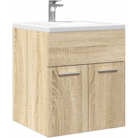 Vidaxl – Meuble sous vasque simple 41x38,5x46 cm – Bois d'ingénierie résistant à l'humidité – Fixation murale pour gain de place – Grand espace de rangement