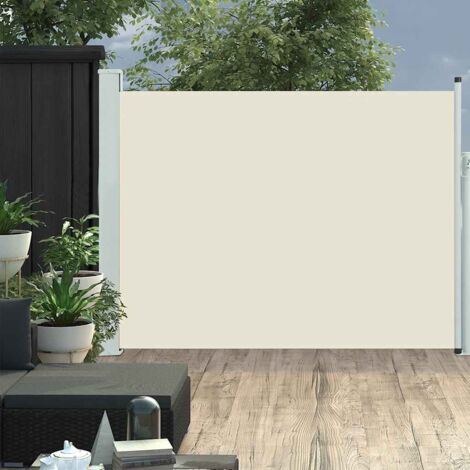 Vidaxl – Auvent latéral rétractable 140x500 cm crème – Tissu 100% polyester résistant aux UV – Couverture acier enduit de poudre gris