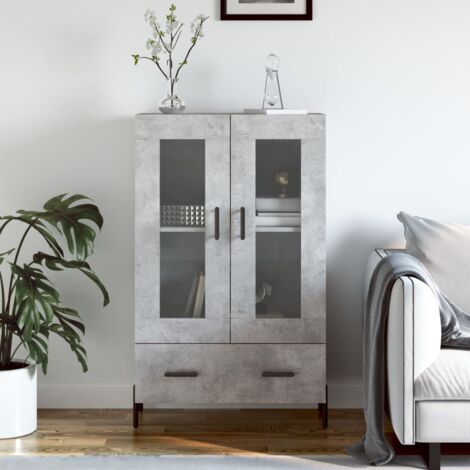 vidaXL Buffet haut gris béton 69,5x31x115 cm bois d'ingénierie (1/5)