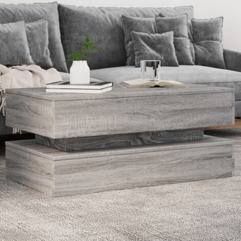 Vidaxl – Table basse fixe avec lumières LED RVB – Bois d'ingénierie gris sonoma – Dimensions 90x50x40 cm – Design moderne pour salon