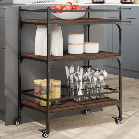 vidaXL Kitchen Trolley Brown Oak 65x40x86,5 cm Engineered Wood (1/5)