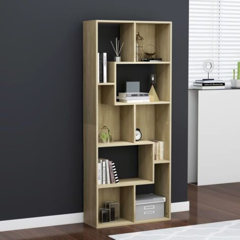 Vidaxl – Bibliothèque chêne sonoma 67x24x161 cm – Aggloméré robuste – Compartiments spacieux pour livres et objets décoratifs