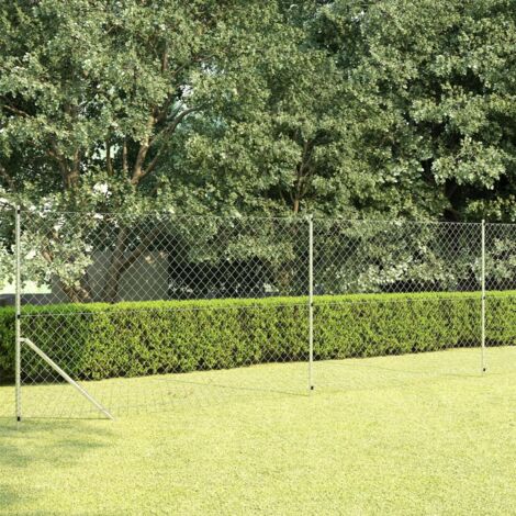 vidaXL Clôture à mailles avec poteaux Acier galvanisé 15x1,5 m Argenté (1/5)