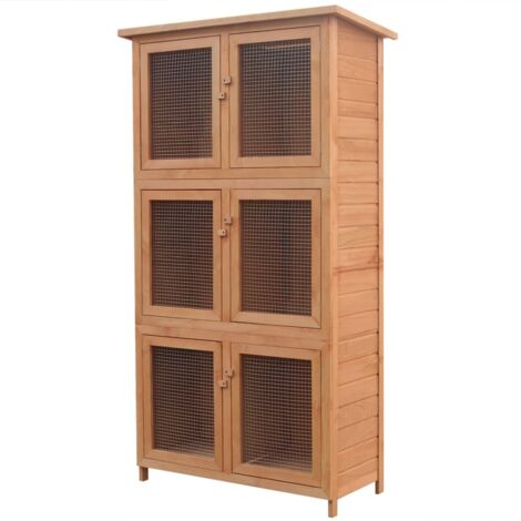 Vidaxl – Cage pour animaux en bois de sapin traité – 6 compartiments – Dimensions 102x48x180 cm – Résistante aux intempéries – Pour lapins et petits animaux