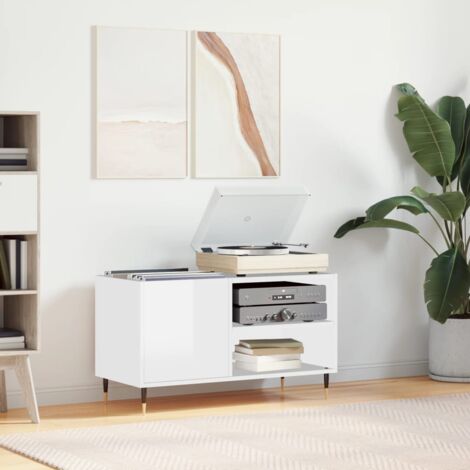 vidaXL Armoire à disques blanc brillant 85x38x48 cm bois