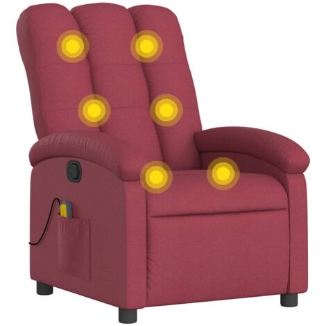 Fauteuil de massage inclinable Rouge bordeaux Tissu vidaXL