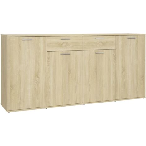Vidaxl – Buffet chêne sonoma 160x36x75 cm – Bois d'ingénierie – 4 portes et 2 tiroirs – Grand espace de rangement