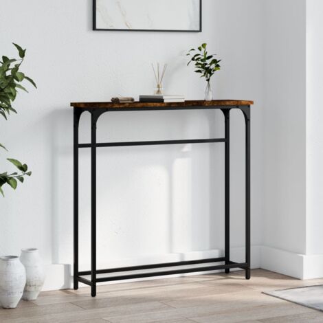 Vidaxl – Table console chêne fumé 75x19,5x75 cm – Bois d'ingénierie résistant à l'humidité – Style industriel avec cadre en métal