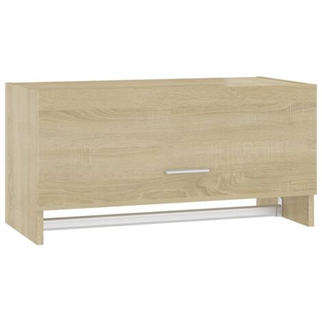 Vidaxl – Garde-robe chêne sonoma 70x32,5x35 cm – Bois d'ingénierie durable – Grand compartiment avec barre à cintres – Pour salle de bain ou buanderie