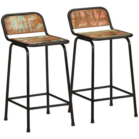 vidaXL Tabourets de bar lot de 2 46x35,5x80cm bois massif récupération