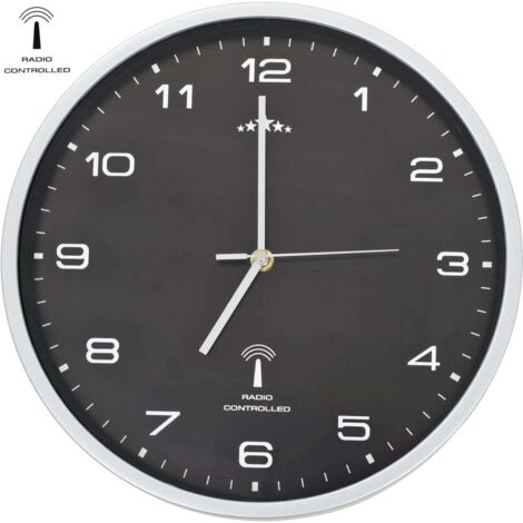 Horloge murale radioguidée avec mouvement à quartz 31 cm Noir vidaXL