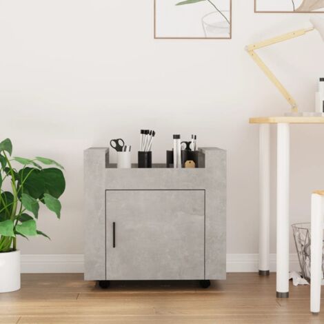 vidaXL Chariot de bureau Gris béton 60x45x60 cm Bois d'ingénierie (1/5)