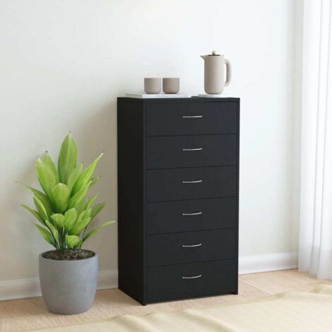 Buffet avec 6 tiroirs Noir 50x34x96 cm Bois d'ingénierie vidaXL