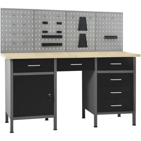 Vidaxl – Établi modulable avec 4 panneaux muraux – Capacité de charge 500 kg – Dimensions 160 x 60 x 85 cm – Acier et bois d'ingénierie