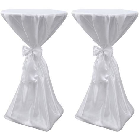 Housse de table blanche avec ruban 60 cm 2 pièces (1/5)