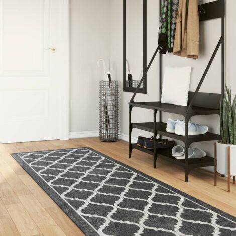 Tapis lavable noir et blanc 80x300 cm antidérapant vidaXL