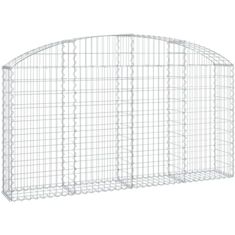 Vidaxl – Panier de gabions arqué 200x30x100/120 cm – Fer galvanisé résistant à la corrosion – Pour murs de soutènement décoratifs