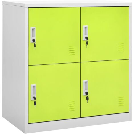 Vidaxl – Armoire à casiers 4 compartiments – Acier gris clair et vert 90x45x92,5 cm – Serrures incluses – Capacité 60 kg