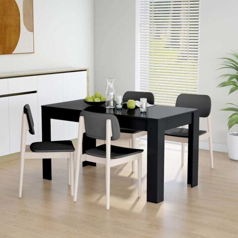 Vidaxl – Table de salle à manger noire 140x74,5x76 cm – Bois d'ingénierie – Cadre robuste et facile à entretenir