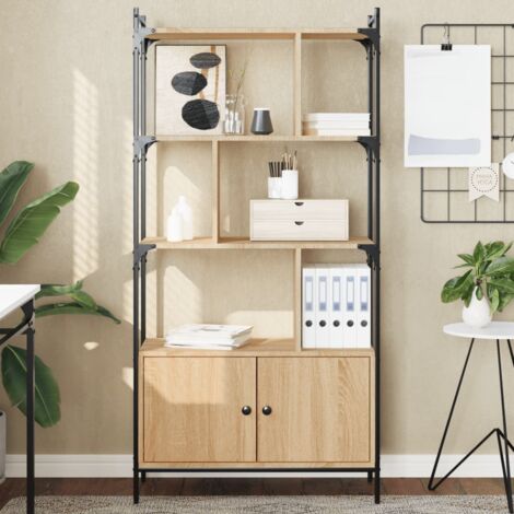 Vidaxl – Bibliothèque avec portes en bois d'ingénierie chêne sonoma 76,5x30x154,5 cm – 5 étagères – Design zigzag décoratif (1/6)
