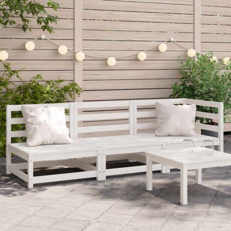 Canapé de jardin 3 places blanc bois de pin massif vidaXL