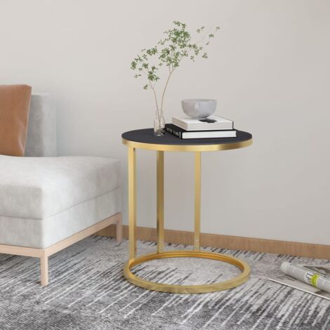 Table d'appoint Doré et noir 45 cm Verre trempé vidaXL