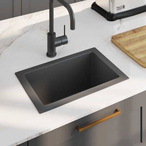 Évier de cuisine fait à la main Noir Acier inoxydable vidaXL