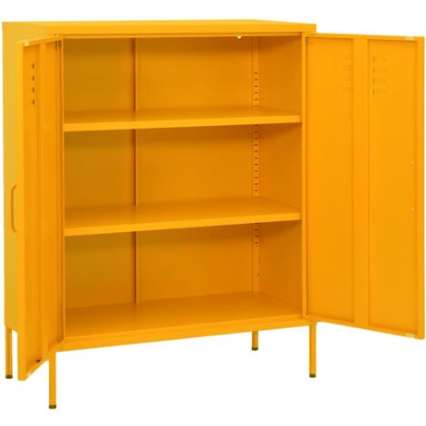 Vidaxl – Armoire de rangement jaune moutarde 80x35x101,5 cm – Acier robuste – 2 portes avec étagères réglables – Design moderne (1/6)